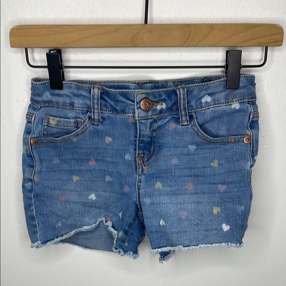 Cat & Jack Heart Patterned Denim Shorts Size Medium